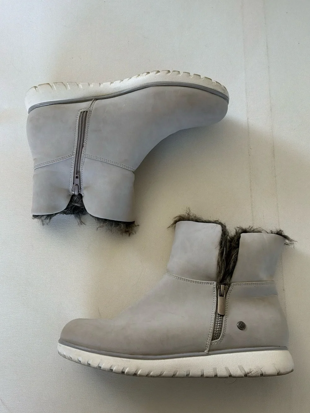London Fog Collection Women’s Faux Fur Lined Ankle Boots Gray Size 8M